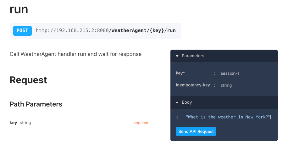 Send request in the UI